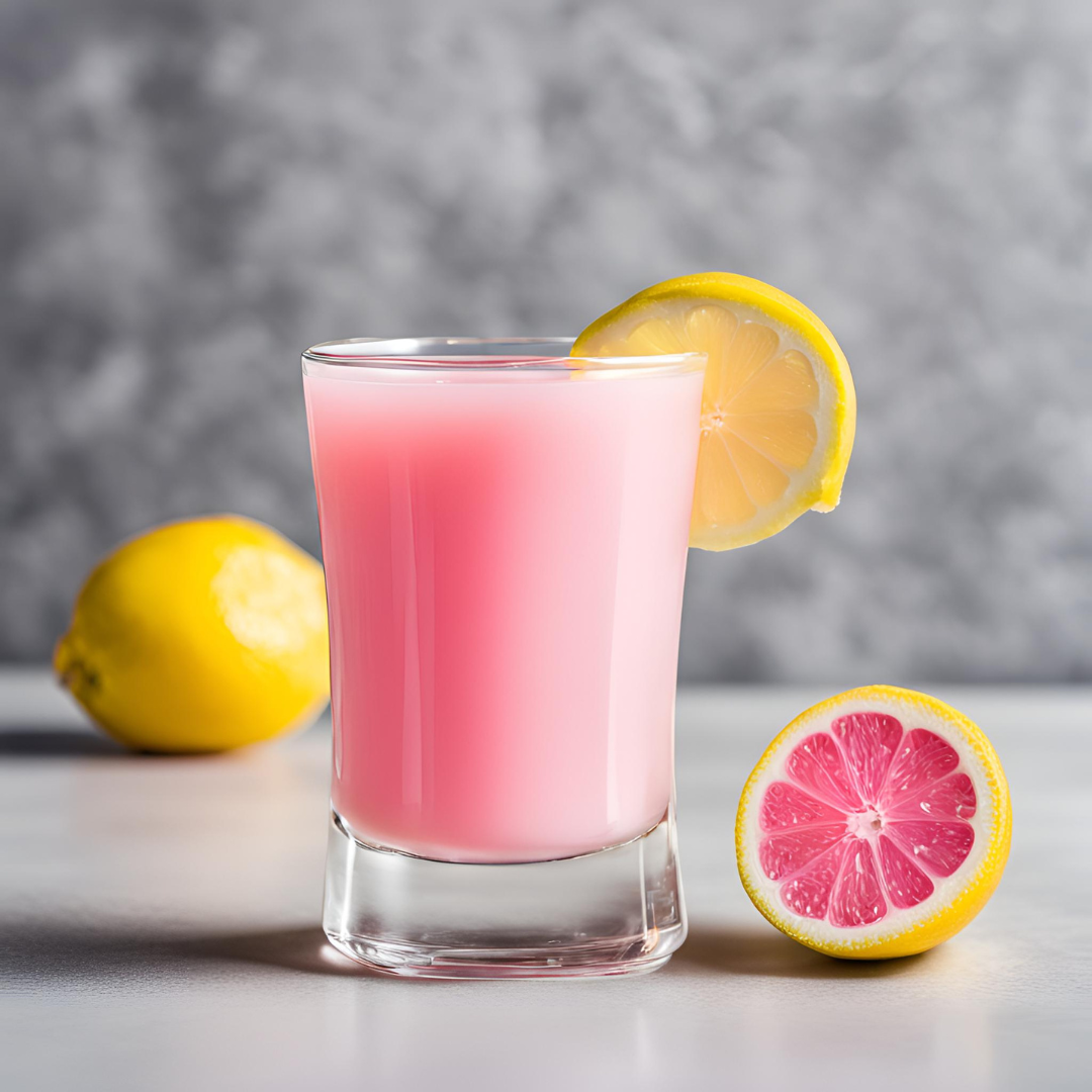 Pink lemonade flavored protein shot from AmBari Nutrition with 15g of protein in a convenient drink bottle.