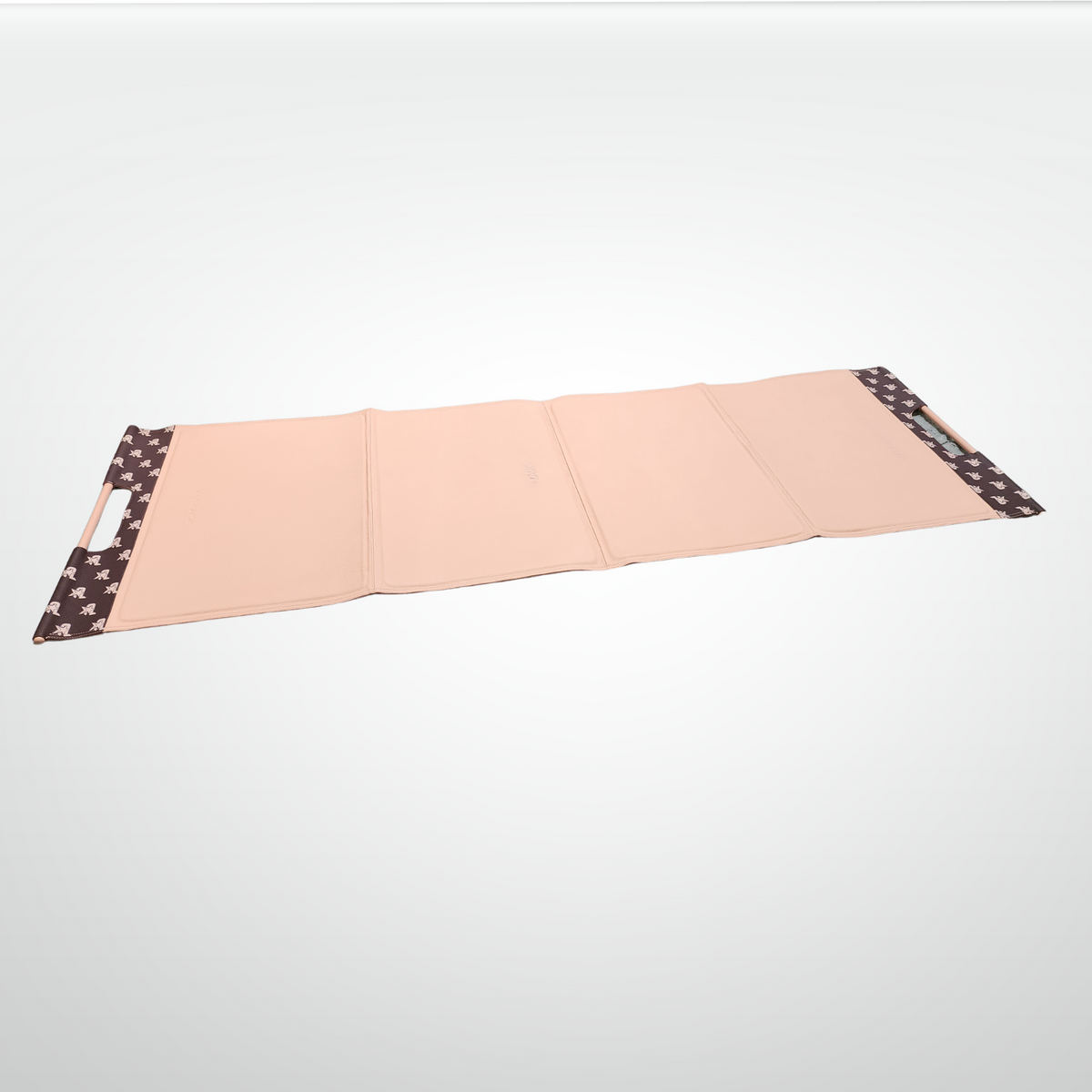 Pink leather luxury fitness mat by iReliev, handcrafted for comfort and style during workout sessions.
