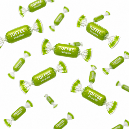 Fida Pistachio Toffee Candy in a bulk value bag, featuring crunchy pistachio toffee pieces from Candy In Bulk.
