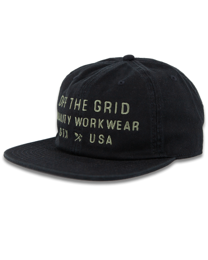 Black plated hat by Off The Grid Surplus featuring a sleek, modern design and adjustable strap for a comfortable fit.