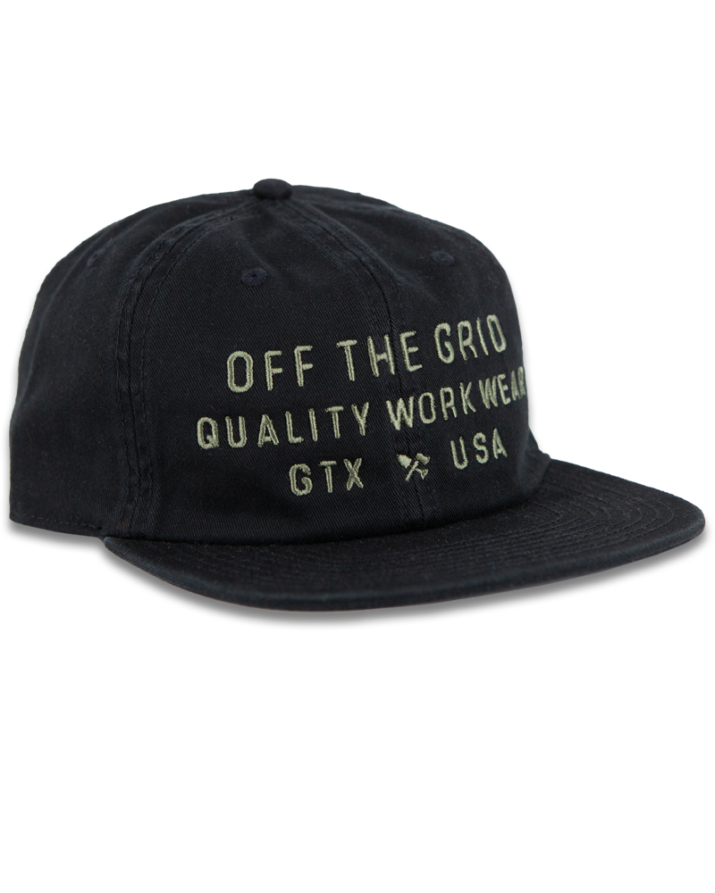 Black plated hat by Off The Grid Surplus featuring a sleek, metallic finish and structured design, perfect for a modern streetwear look.