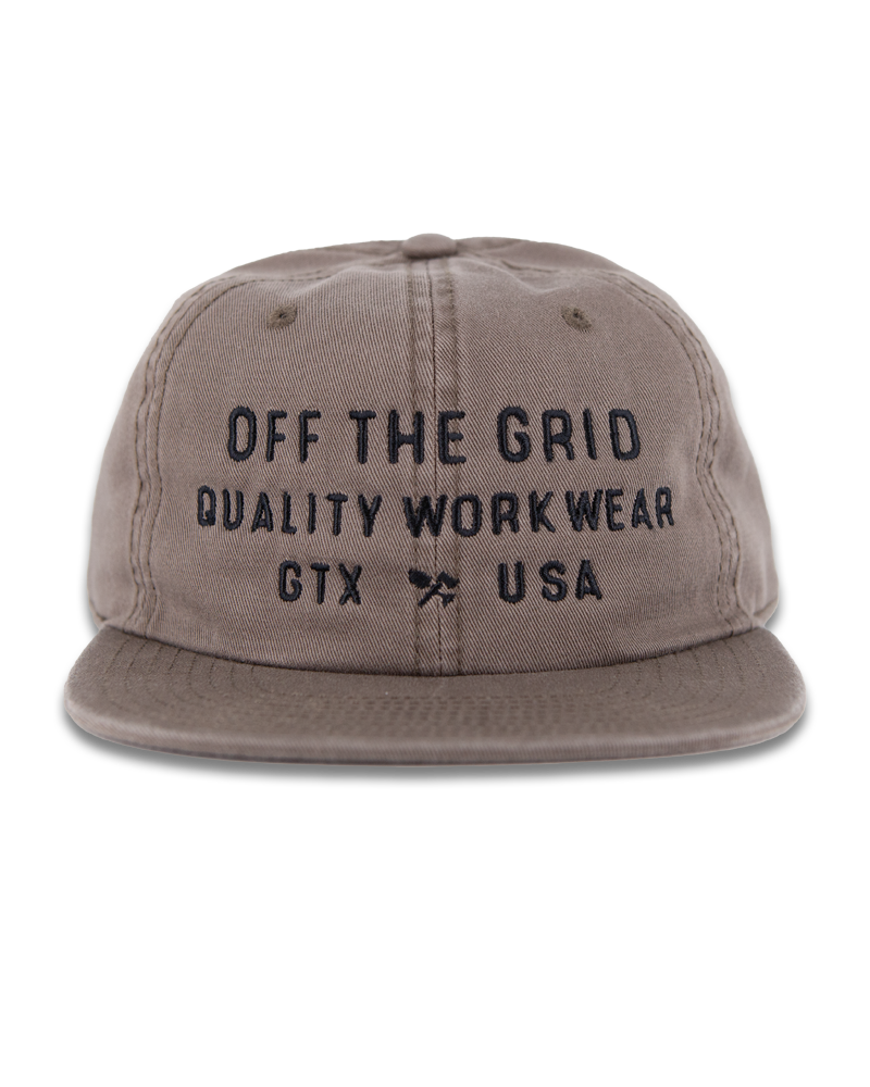 Off The Grid Surplus Plated Hat in walnut color, stylish hat with a textured plated design, shown from the front.