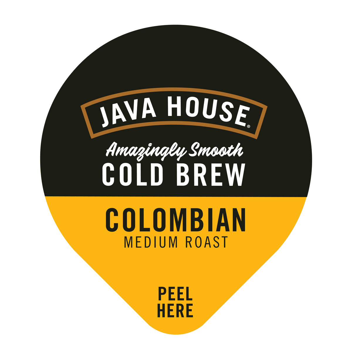 Colombian cold brew coffee pod with Java House branding and distinctive lid, ready for brewing.