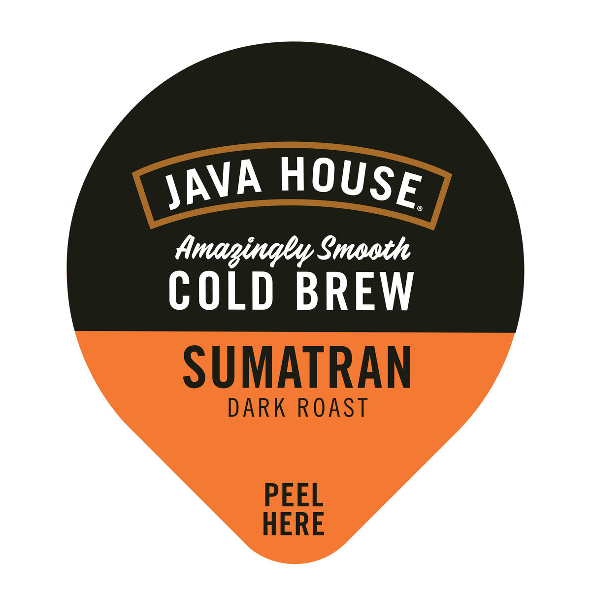 Java House Sumatran cold brew coffee pod with a dark lid, ready for brewing and enjoying rich, bold coffee flavors.