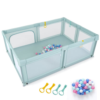 Baby playpen by GBruno Store with breathable mesh sides and 50 ocean-colored balls for safe, fun indoor play.