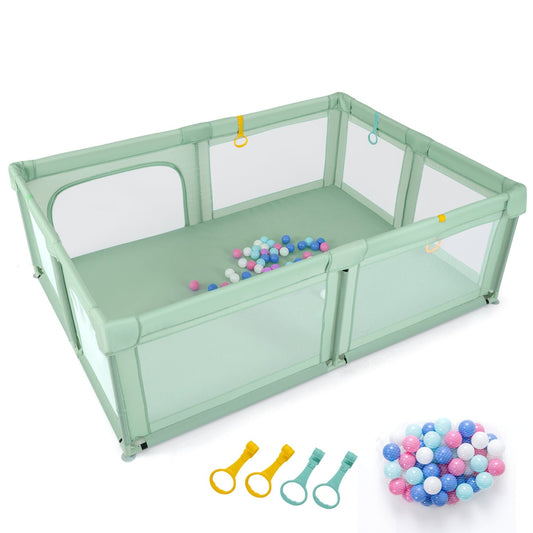 GBruno Store baby playpen with breathable mesh sides filled with colorful ocean balls, portable and safe for infants.