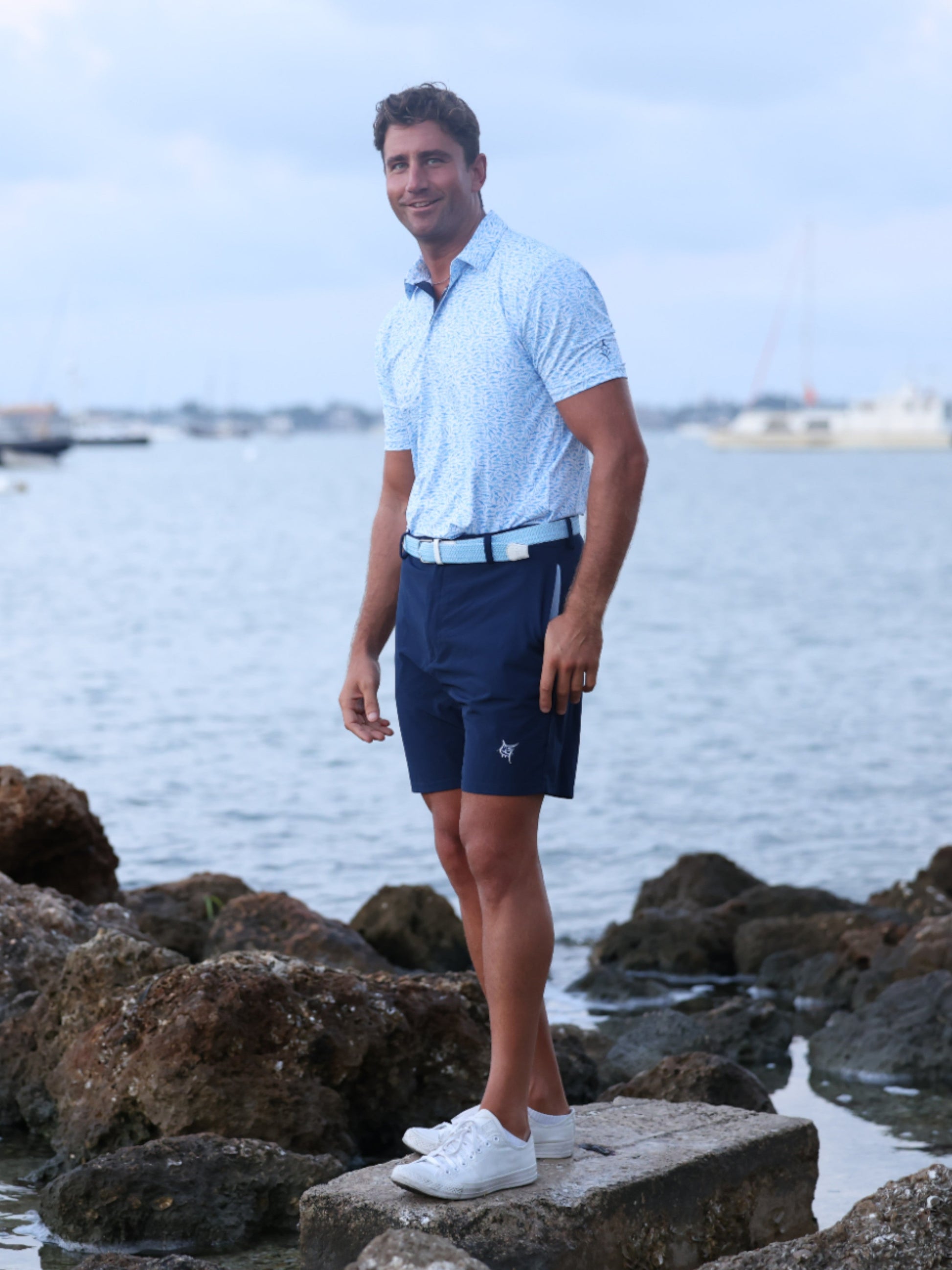 White Water Life Predator print polo shirt featuring a detailed predator graphic on a classic polo style.