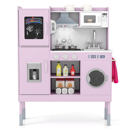GBruno pretend play kitchen toy with range hood, ice maker, and telephone for children's imaginative play
