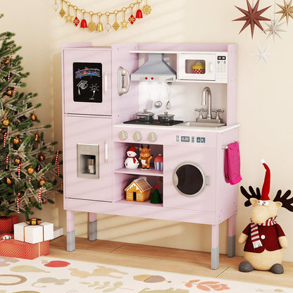 GBruno pretend play kitchen toy set with range hood, ice maker, and telephone for imaginative cooking fun.