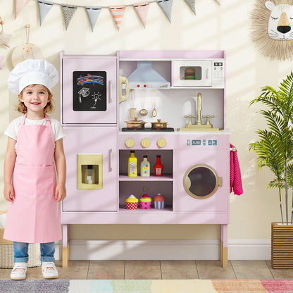 GBruno pretend play kitchen set with range hood, ice maker, and telephone, featuring realistic kitchen appliances for kids.