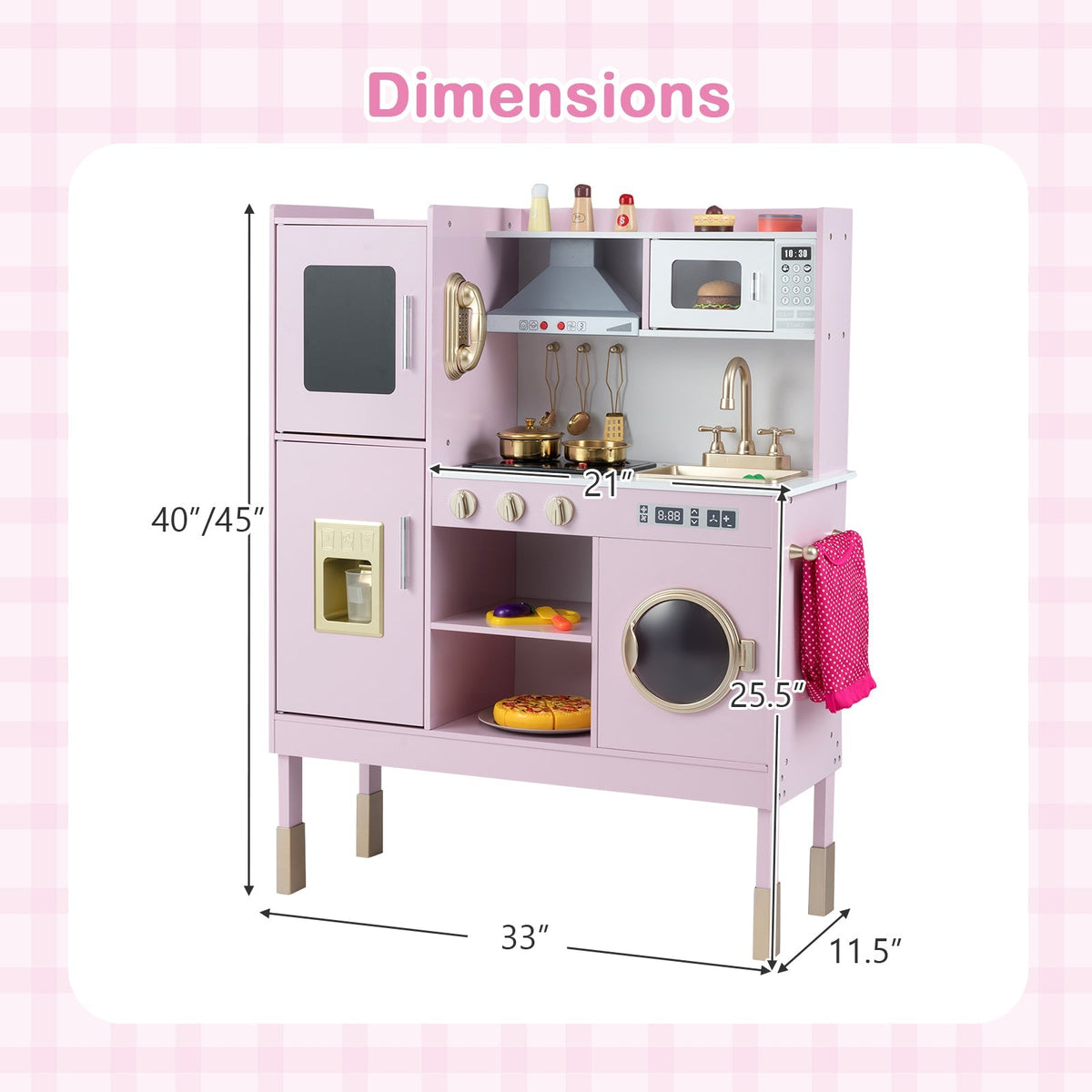 Pretend play kitchen toy set with range hood, ice maker, and telephone for imaginative cooking fun by GBruno Store