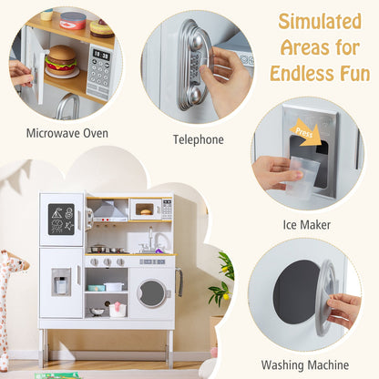 GBruno pretend play kitchen set with range hood, ice maker, and telephone for kids' imaginative cooking fun