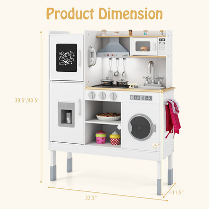 GBruno pretend play kitchen toy set with range hood, ice maker, and telephone for kids, realistic kitchen play accessories