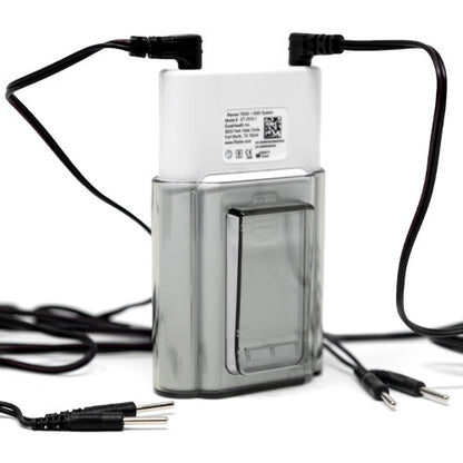 iReliev TENS unit for pain relief and recovery, showing the portable device with attached electrode pads and control panel.