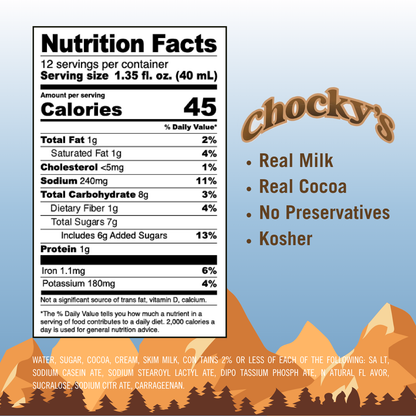 Java House Chocky's Hot Cocoa nutrition label showing ingredients and nutritional information on the product packaging.