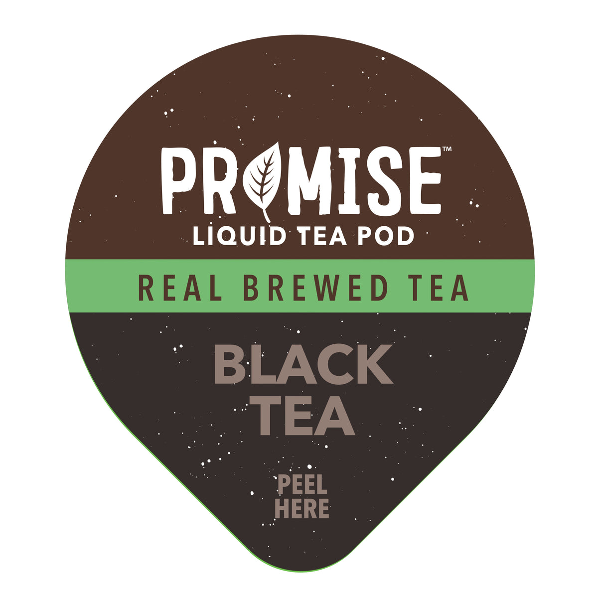Glass of Promise Real Brewed Black Tea by Java House with a tea bag and fresh black tea leaves on a wooden table.