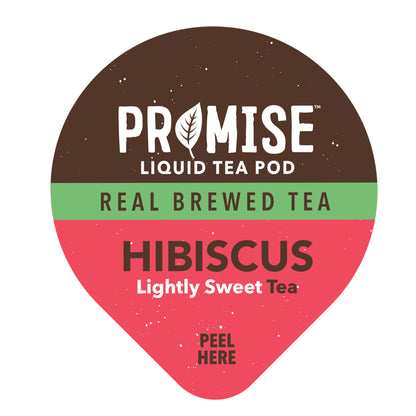 Bottle of Java House Promise Real Brewed Hibiscus Tea with vibrant red hibiscus flowers and fresh brewed tea visible in the image.