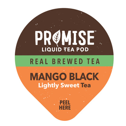 Java House Promise Mango Black Tea bottle showing a lightly sweetened mango black tea with a vibrant label and tea inside