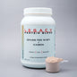 Vanilla-flavored Legacy Grass-Fed Protein Blend scoop in a jar, part of Legacy Performance vitamins and supplements.