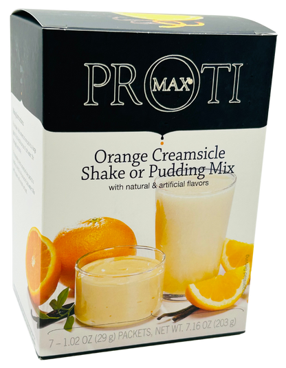AmBari Nutrition Orange Creamsicle Shake in a glass with a straw, showcasing the creamy orange beverage in a clear cup.