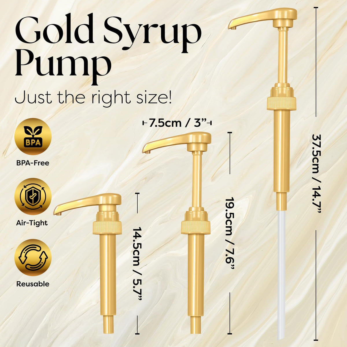 Syruvia syrup pump attached to a 750ml syrup bottle for easy dispensing.