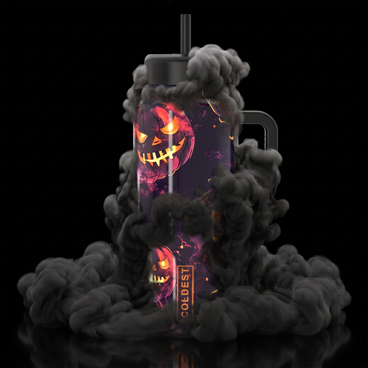 Coldest Limitless Ultra v8 15oz tumbler featuring a pumpkin patch design, durable stainless steel, and leak-proof lid.