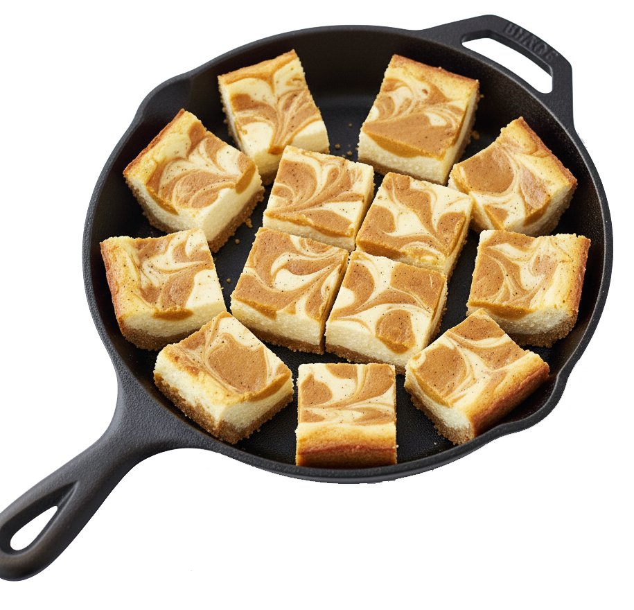 Creamy pumpkin cheesecake bites from FOUNDATION Outdoors served on a plate, showcasing their rich, smooth texture and festive flavor.