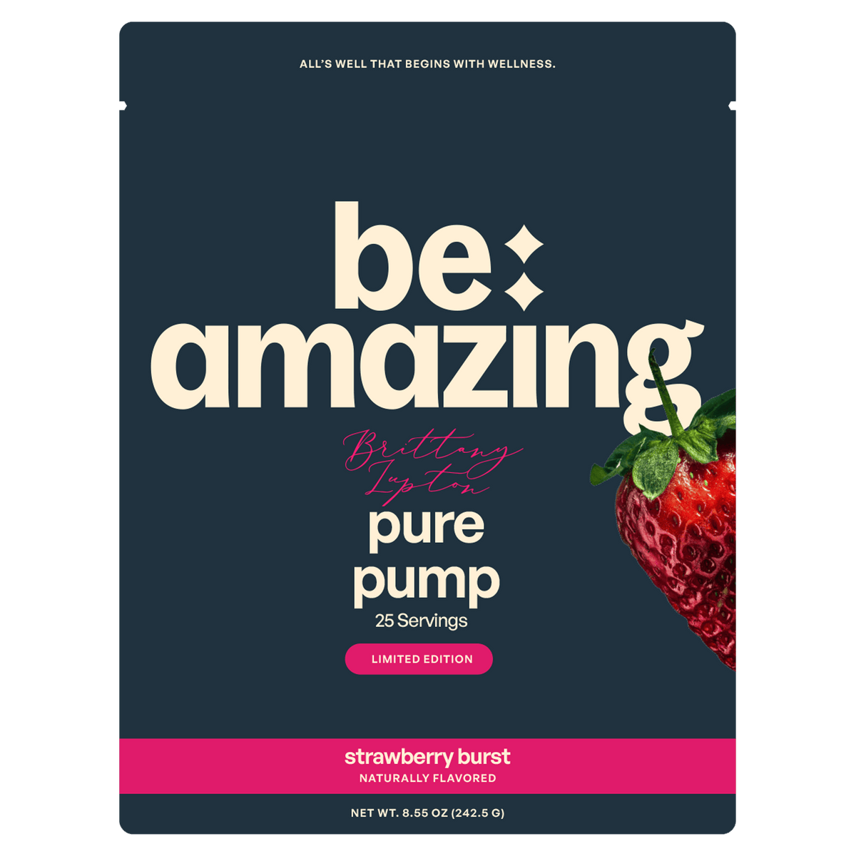 Be Amazing Non-Stim Pump supplement bottle with label featuring PurePump Lupton branding and product details.