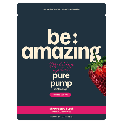 Be Amazing Non-Stim Pump supplement bottle with label featuring PurePump Lupton branding and product details.