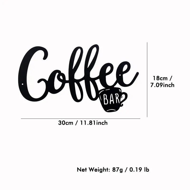 Hanging Coffee Wall Sign - Metal Coffee Cup Decor