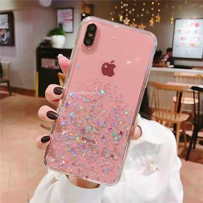 iPhone X Max Creative Transparent TPU Glitter Case