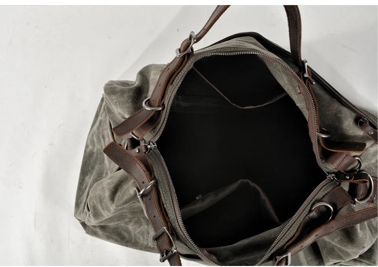 Retro Waxed Canvas Gym Duffel Bag for Men