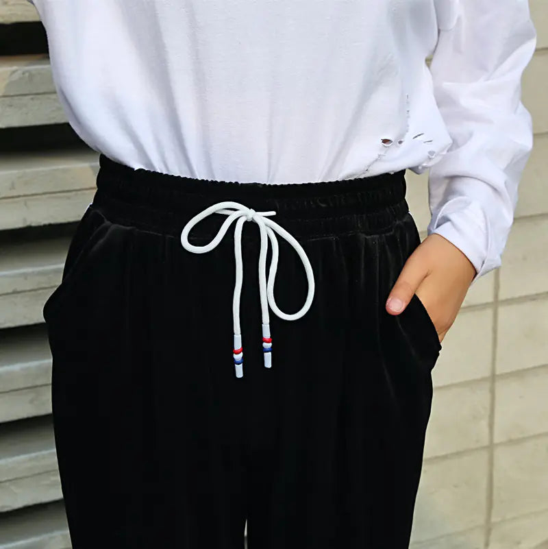 Velvet Harem Pants with Tapered Legs