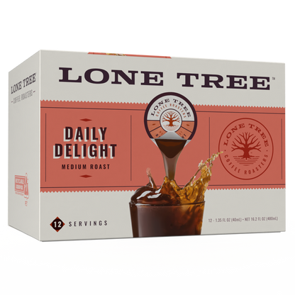 Box of Lone Tree Coffee Roasters Medium Roast Original Blend coffee capsules by Java House, shown in a horizontal carton image.