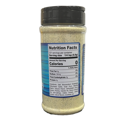 Close-up of Hi-West Ranch Seasoning container from Hi-West Foods, Inc., with the seasoning blend visible inside.
