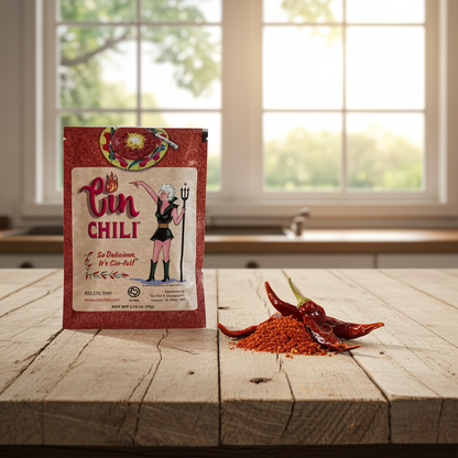 Cinderosa Ranch Cin Chili Seasoning Mix packet, flavorful seasoning blend in a single packet for chili dishes