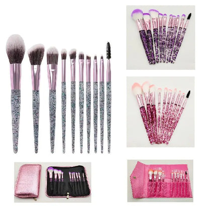 10-Piece Colorful Makeup Brush Set with Soft Synthetic Fibers & Durable Handles for Flawless Looks