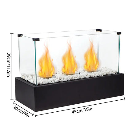 JHY DESIGN 18-inch rectangular tabletop fire pit for gel and ethanol fires, ideal for outdoor use and cozy gatherings.