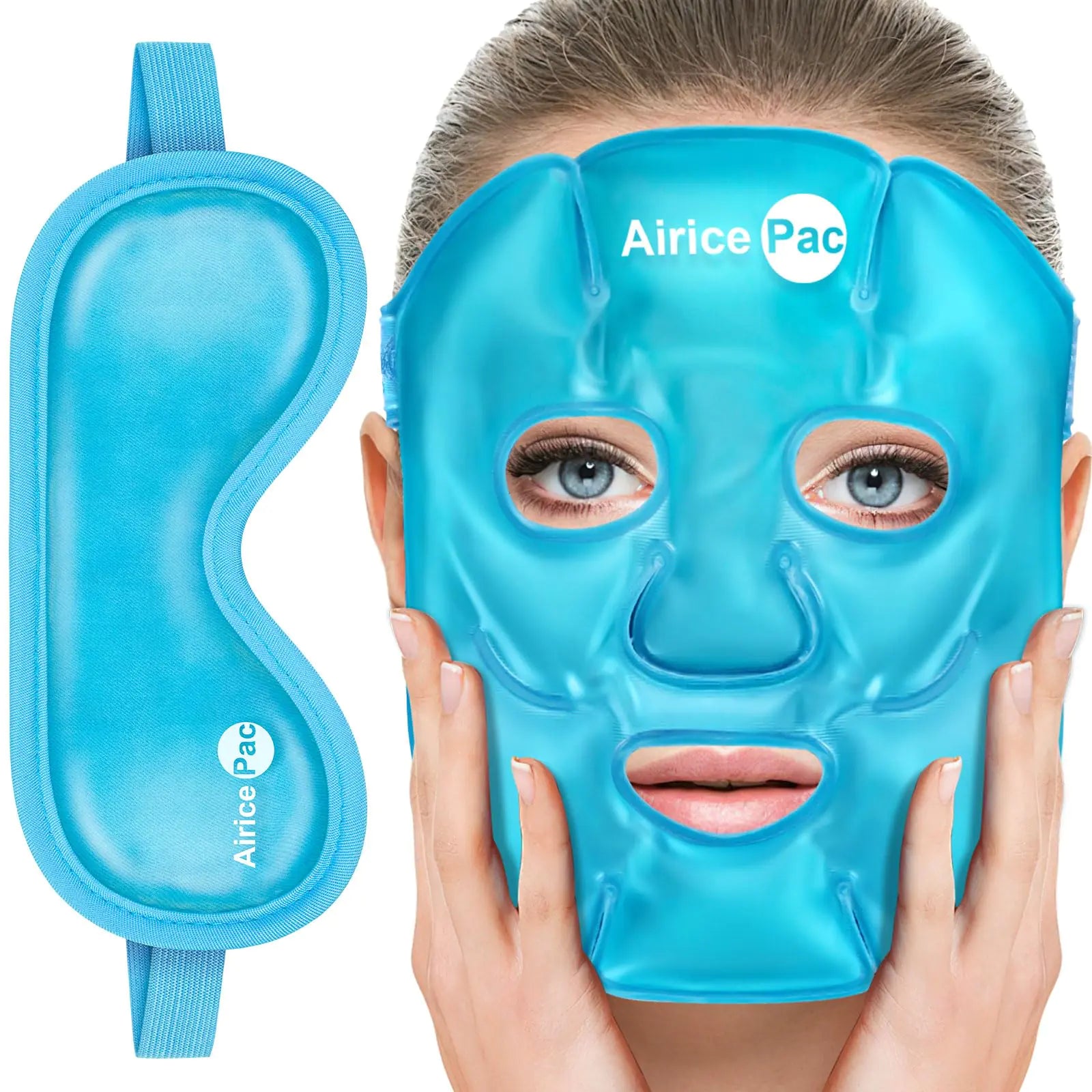 AiricePac Colding Ice Face Mask and Cooling Eye Mask for Puffy Eyes & Migraine Relief Gel Eye Mask Cool Face Masks for Dark Circles Eye Surgery Sleeping Pressure Headaches Skin Care