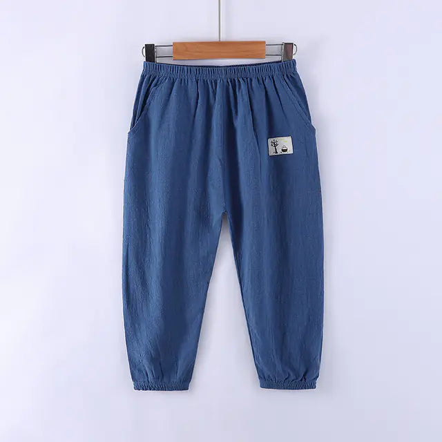 Boys' Solid Color Summer Mosquito Pants - Cotton Linen
