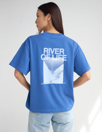 Elevated Faith River of Life heavyweight T-shirt featuring a vibrant river and spiritual design on soft cotton fabric.