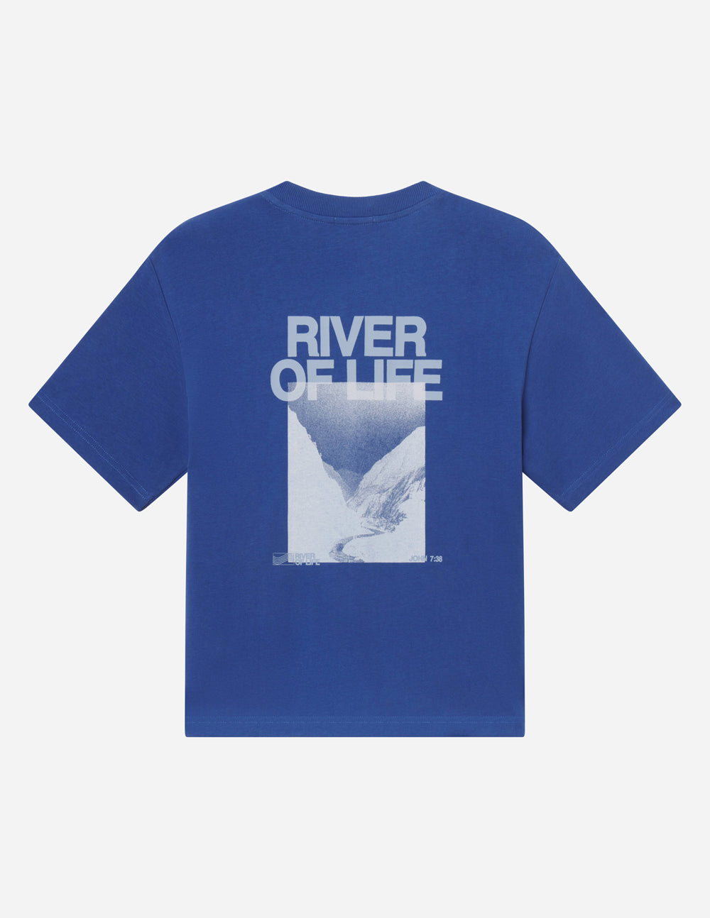 Elevated Faith River of Life Heavyweight T-Shirt showing a vibrant river graphic on the front.