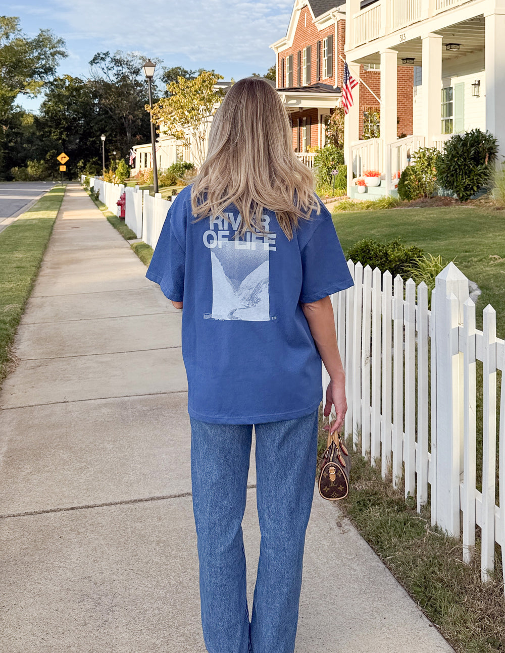 Elevated Faith River of Life Heavyweight T-shirt featuring a vibrant river design on soft cotton fabric.