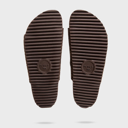Fleks Riviera sandal in coconut shell with top and bottom views, showcasing the stylish open-toe design and textured strap details.