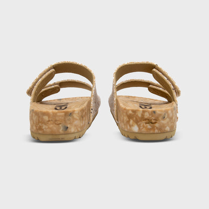 Rear view of Fleks Riviera Sandal in Morning Coffee color, showcasing stylish design and comfortable strap details.