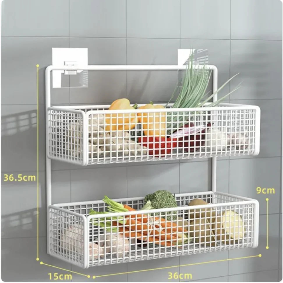 Adhesive Wall-Mounted Kitchen Basket Shelf