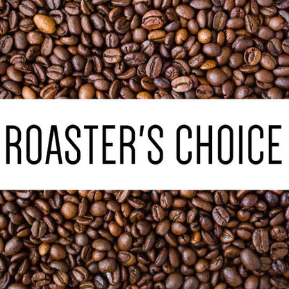 Roaster's Choice roasted coffee from Good Brothers Coffee LLC in 8oz or 12oz packaging, featuring freshly roasted coffee beans.