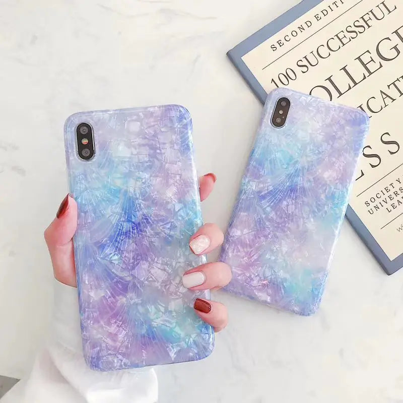 Purple Shiny Shell Case for iPhone Xs/6s/7/8/11 Pro