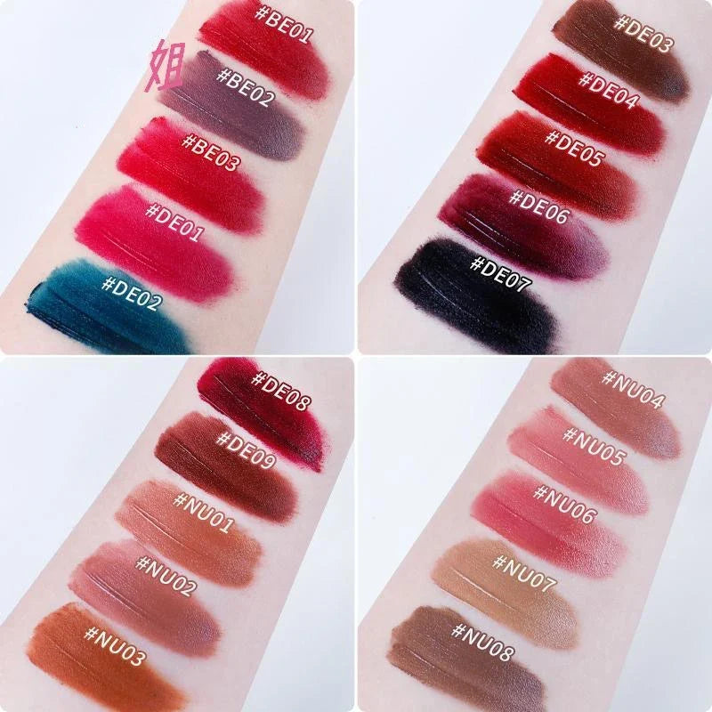 Blushimmer Kaleidos Lipstick Lip Cream in matte velvet nude with waterproof, long-lasting lip gloss and stain finish.