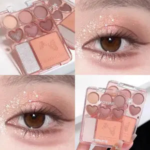 Blushimmer 8-color love eyeshadow palette with natural blush and high-light shades, long-lasting light shine eye shadow for a radiant look.